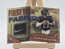 Marketplace image: 2024 Topps Chrome Caleb Williams First Year Fabric SuperFractor 1/1 Rookie Card.