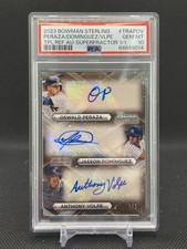 Marketplace image: 2023 Bowman Sterling Triple Auto Superfractor 1/1 Volpe/Dominguez/Peraza Yankees