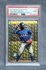 Marketplace image: 2022 Bowman Heritage Luisangel Acuna Chrome Prospect Superfractor 1/1  PSA 9
