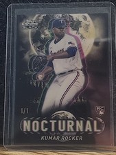 Marketplace image: 2025 Topps Chrome Black 1/1 SUPERFRACTOR Nocturnal Kumar Rocker #NOC-32 (RC)