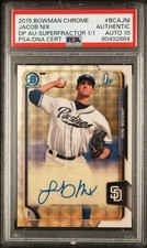 Marketplace image: 2015 BOWMAN CHROME DRAFT PICK AUTOGRAPH #BCAJNI JACOB NIX DP AU-SUPERFRACTOR 1/1