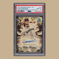 Marketplace image: 2025 Bowman Draft Chrome Sapphire Selections SuperFractor Kade Anderson Auto 1/1