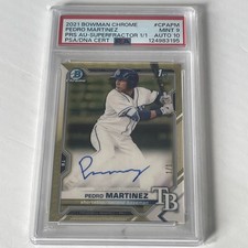 Marketplace image: 2021 Bowman Chrome Pedro Martinez Prospect AUTO SUPERFRACTOR PSA 9/10