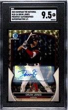 Marketplace image: 2023 Bowman The National MLB-26 Druw Jones Autographed Superfractor 1/1 SGC 9.5