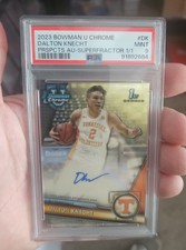 Marketplace image: 2023-24 Bowman 1st University Chrome- Auto Dalton Knecht Superfractor 1/1  PSA 9