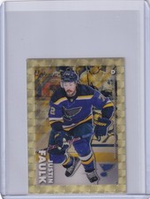 Marketplace image: 2022-23 NHL Topps Chrome Sticker JUSTIN FAULK Superfractor 1/1 Blues #441