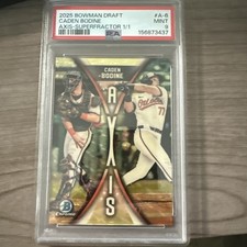 Marketplace image: 2025 Bowman Draft Caden Bodine Axis Superfractor 1/1 PSA 9
