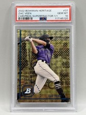 Marketplace image: 2022 Bowman Heritage Zac Veen Chrome Superfractor #1/1 PSA 10 Gem Mint ROCKIES