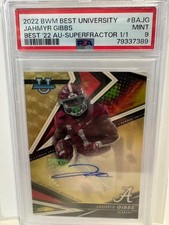 Marketplace image: 2022 Bowman Best University Jahmyr Gibbs Rookie Superfractor Autograph 1/1 PSA 9