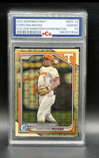 Marketplace image: 2024 Bowman Draft Baseball Christian Moore Superfractor 1/1 Angels PCG 10 GEM MT