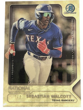 Marketplace image: Sebastian Walcott 2025 Bowman Chrome NSCC Prospects Superfractor 1/1 Rangers