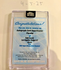 Marketplace image: 2025 Topps Chrome Black ROKI SASAKI Rookie Autograph SUPERFRACTOR 1/1 Redemption
