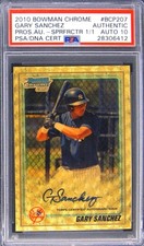 Marketplace image: 2010 BOWMAN CHROME PROSPECT SUPERFRACTOR GARY SANCHEZ 1/1 PSA AUTHENTIC AUTO 10
