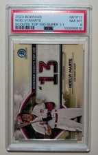 Marketplace image: 2023 Bowman - Noelvi Marte Scouts Top 100 1/1 Superfractor - Reds - PSA 8