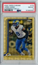 Marketplace image: JARED VERSE 2025 TOPPS CHROME SUPERFRACTOR #'D 1/1 #173 PSA 8 CLEVELAND BROWNS