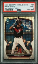 Marketplace image: 2023 BOWMAN CHROME NATIONAL SUPERFRACTOR 1/1 #26 DRUW JONES 1/1 PSA 9