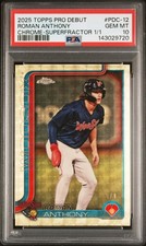 Marketplace image: 2025 TOPPS PRO DEBUT CHROME-SUPERFRACTOR 1/1 #12 ROMAN ANTHONY 1/1 PSA 10