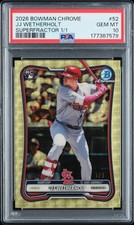 Current marketplace image for 2026 Bowman Chrome #52 Jj Wetherholt Superfractor 1/1