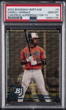 Marketplace image: 2022 BOWMAN HERITAGE CHROME PROSPECTS SUPERFRACTOR 1/1 DARELL HERNAIZ 1/1 PSA 10