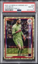 Marketplace image: 2022-23 TOPPS MERLIN CHROME UEFA CLUB COMPETITIONS #28 JAN OBLAK 1/1 PSA 8