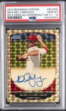 Marketplace image: 2013 BOWMAN CHROME DRAFT PICKS & PROSPECTS AUTOS MICHAEL LORENZEN 1/1 PSA 10