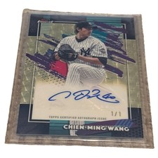 Marketplace image: 2026 Topps Finest Chien Ming Wang 1/1 Superfractor Autograph Card Rare FMA-CMW