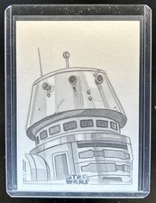 Marketplace image: 2025 Topps Chrome Star Wars Hendrickson Sketch R5-D4 Droid Silver Foil Auto #1/1