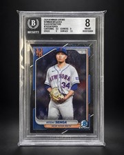 Marketplace image: 2024 Bowman Chrome Mega Box Kodai Senga Black Mojo Refractor 1/1 BGS 8