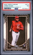 Marketplace image: James Wood 2025 Topps Chrome Shadow Etch SUPERFRACTOR 1/1 PSA 7 Rookie RC 1 OF 1