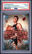 Marketplace image: Kasparas Jakucionis 2025 Bowman Chrome Greatness SUPERFRACTOR 1/1 PSA 9 Rookie