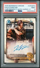 Marketplace image: 2025 Bowman Chrome Kale Fountain Superfractor 1/1 Auto Autograph PSA 9 Padres