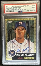 Current marketplace image for 2022 Topps Chrome #1 Platinum Michael Brantley Auto Superfractor 1/1