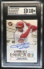 Marketplace image: 2022 Topps Pristine Juan Soto Pure Power Auto SuperFractor #1/1 Nationals SGC 10