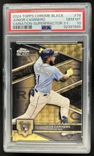 Marketplace image: 2024 Topps Chrome Black Junior Caminero Superfractor Refractor RC SP #1/1 PSA 10