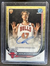 Marketplace image: 2025-26 Bowman Lachlan Olbrich Chrome Auto SuperFractor Rookie RC #1/1 Bulls
