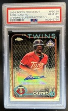Marketplace image: 2024 Topps Pro Debut Ariel Castro Chrome Auto SuperFractor #1/1 PSA 10 GEM MINT