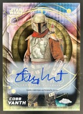 Current marketplace image for 2026 Topps Chrome #1 Olyphant Cobb Vanth Auto Superfractor 1/1