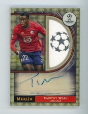Marketplace image: 2021-22 Timothy Weah Topps Merlin Chrome Superfractor Autographed Ball Patch 1/1