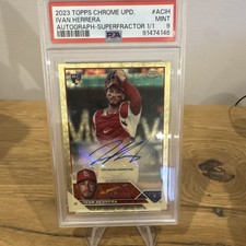 Marketplace image: Topps 2023 Chrome Update Iván Herrera #AC-IH RC Auto Superfractor 1/1 PSA 9