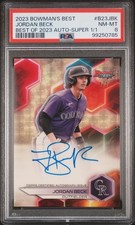 Current marketplace image for 2023 Bowman Best #B23-JBK Jordan Beck Superfractor 1/1