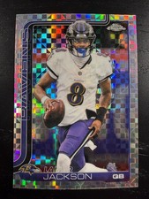 Current marketplace image for 2025 Topps Chrome #24 Lamar Jackson Superfractor 1/1