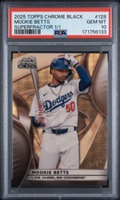 Current marketplace image for 2025 Topps Chrome Black #128 Mookie Betts Superfractor