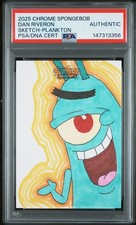 Marketplace image: 2025 Topps Chrome SpongeBob 25th Anniversary 1/1 Sketch Card Dan Riveron PSA