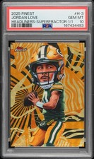 Marketplace image: Jordan Love 2025 Topps Finest Headliners SSP Superfractor 1/1 PSA 10 Packers H-3