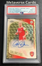 Marketplace image: 2025-26 Topps Chrome UWCL Leah Williamson Auto Superfractor 1/1 PSA 9/10