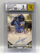 Marketplace image: 2023 Bowman Sterling Junior Caminero Prospect Superfractor Auto #1/1 BGS 9/10
