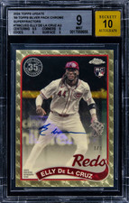 Marketplace image: 2024 Topps Update '89 Silver Pack SuperFractor Elly De La Cruz 1/1 BGS 9 AUTO RC