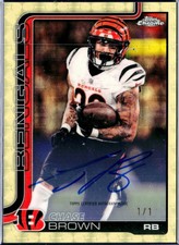 Marketplace image: CHASE BROWN 2025 TOPPS CHROME GOLD SUPERFRACTOR ON CARD AUTO SP 1/1 BENGALS