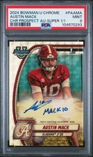 Marketplace image: 2024 Bowman U Chrome Austin Mack Superfractor Auto Mack 10 Auto #1/1 PSA 9 Mint