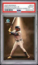 Marketplace image: 2025 Bowman Spotlights SuperFractor 1/1 Ronald Acuna SSP #BS14 PSA 8 SB6